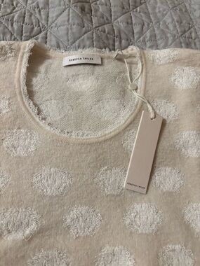 Rebecca Taylor Cream Polka Dot Crewneck Sweater